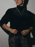 Wearint 2024 New Fashion  Man Sweater Mens High-neck Velvet Casual Long-sleeved T-Shirt SKUI46341
